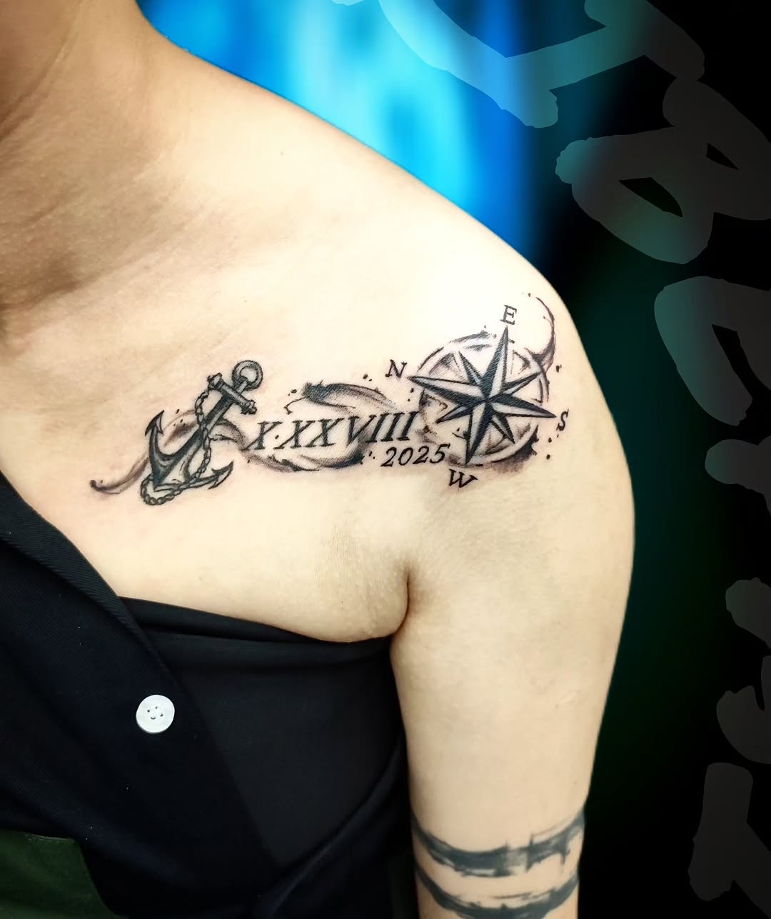 Tattoo by @tribe_tattoo — black_and_grey, lettering_script