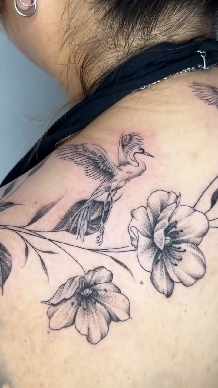 Tattoo by @nudylicioustattoos — fine_line, black_and_grey
