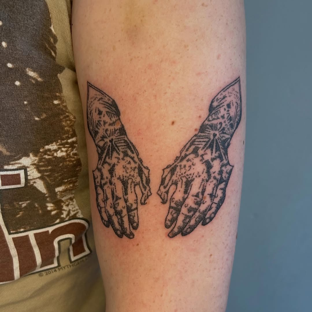 Tattoo by @glittergremliin — black_and_grey, illustrative
