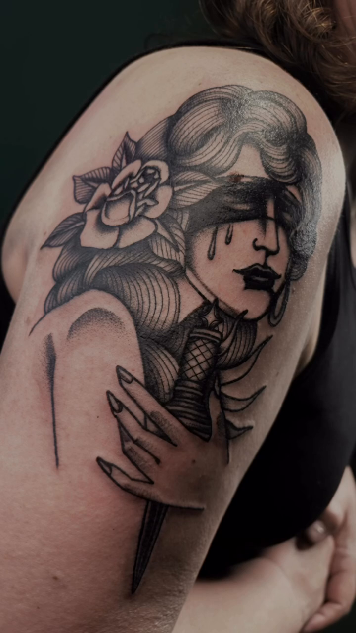Tattoo by @sassafrastats — black_and_grey, realism