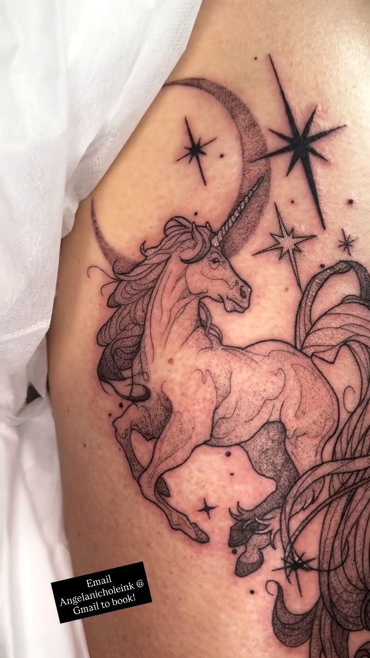 Tattoo by @angela.nichole.ink — illustrative, black_and_grey