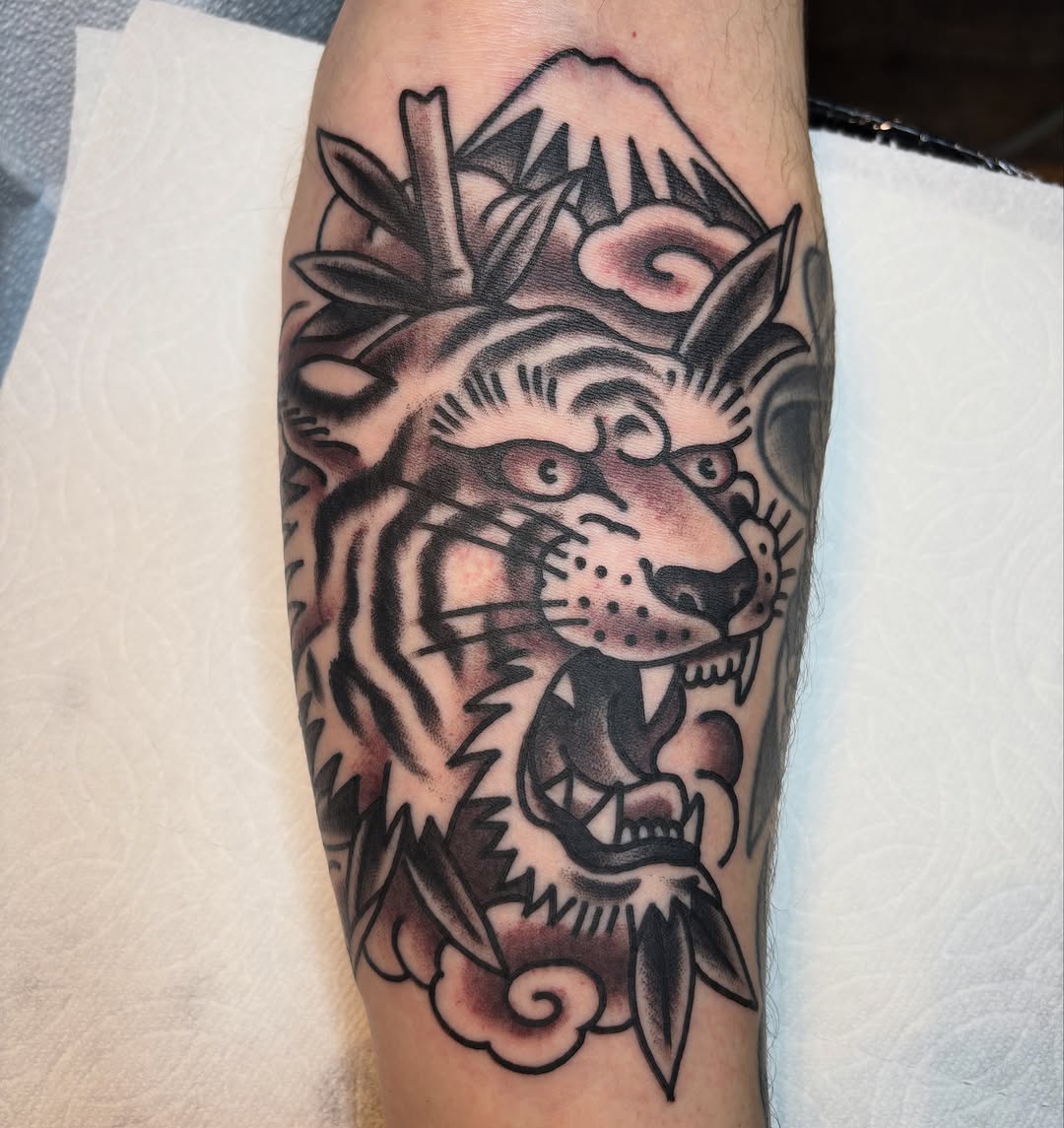 Tattoo by @mason_montgomery — american_traditional, japanese_irezumi