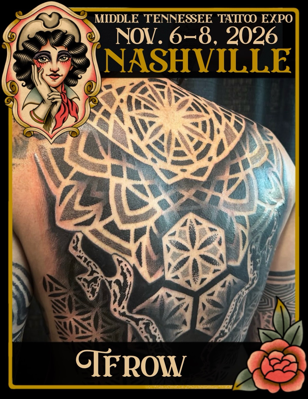 Tattoo by @_tfrow — geometric, dotwork