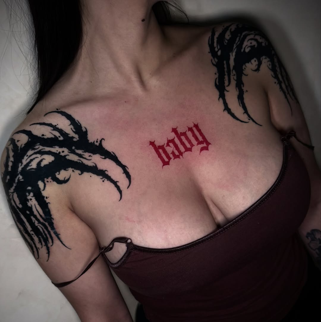 Tattoo by @isaac_occultart β lettering_script, blackwork