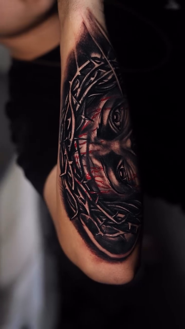 Tattoo by @bigg_pimpingg — dark_realism, black_and_grey
