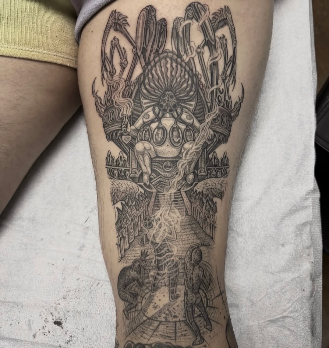 Tattoo by @michaelvillalobostattoo — dark_realism, black_and_grey
