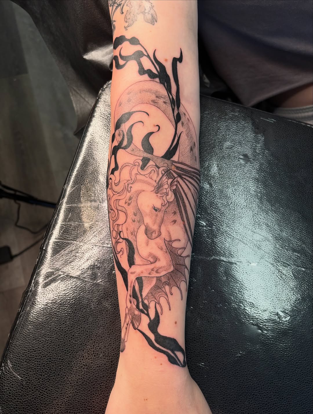 Tattoo by @fernwilds_tattoo โ black_and_grey, illustrative
