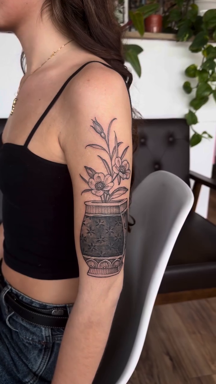 Tattoo by @hotmessnation — fine_line, black_and_grey