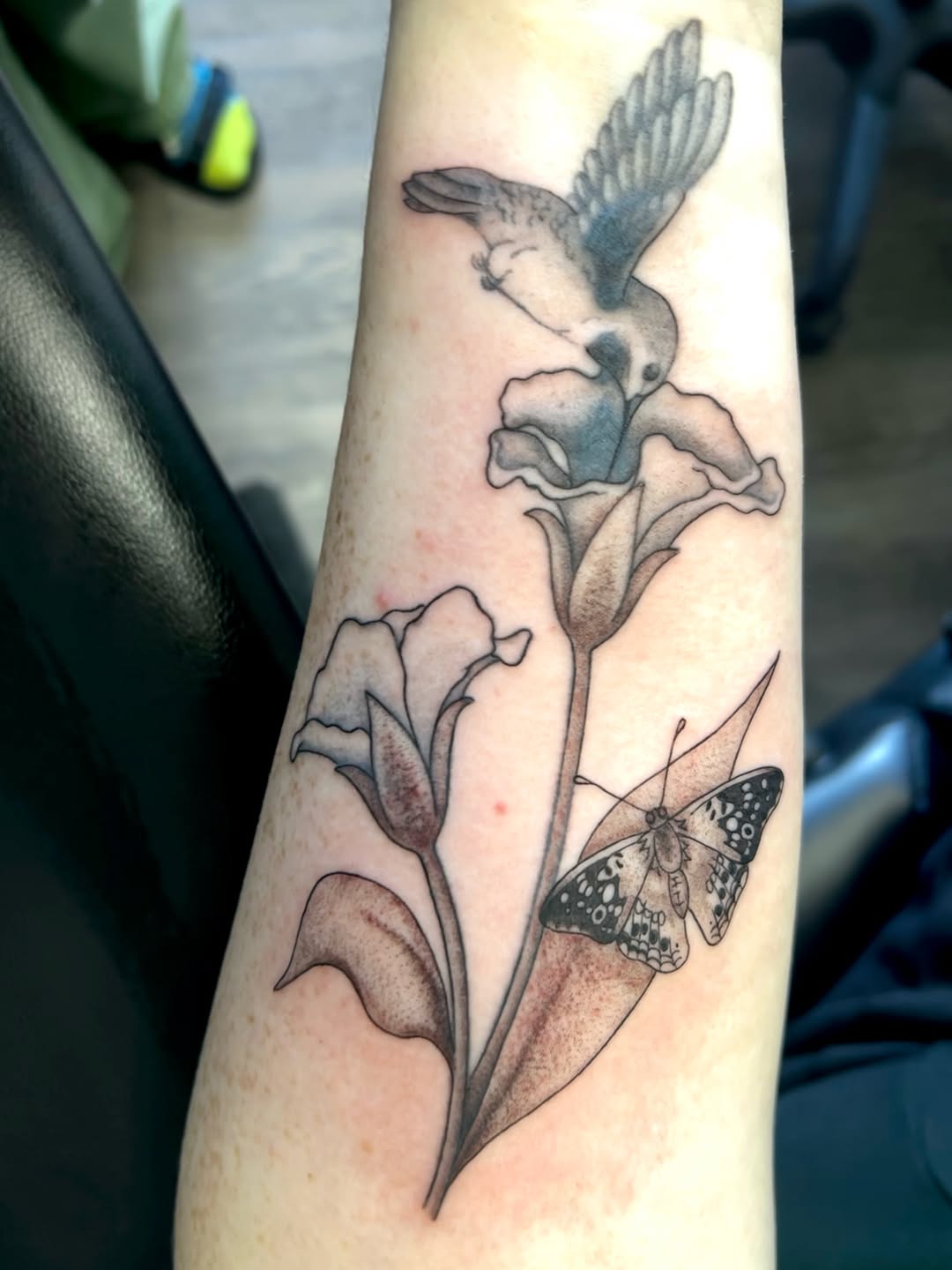 Tattoo by @cortnietattoos — illustrative, black_and_grey