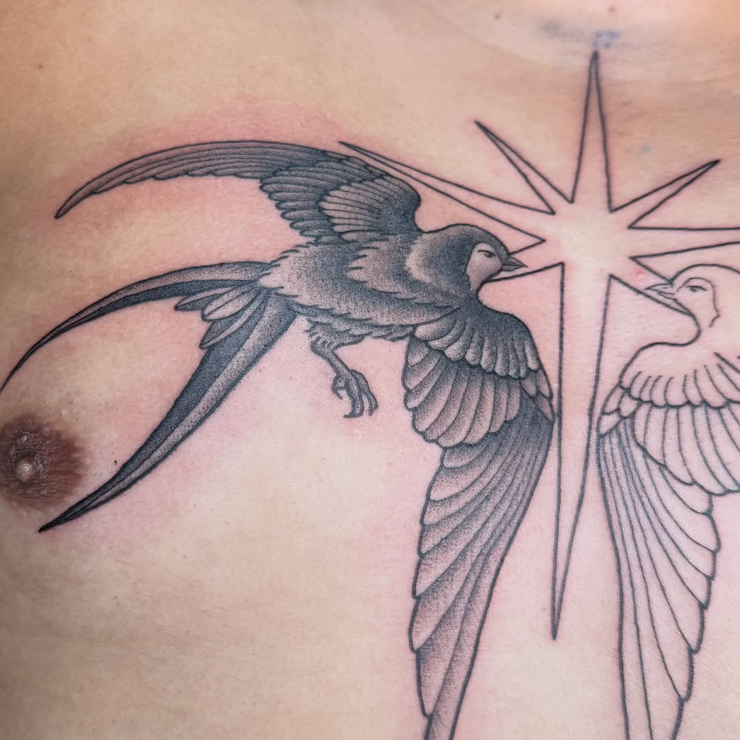 Tattoo by @catastrophepoke — dotwork, black_and_grey
