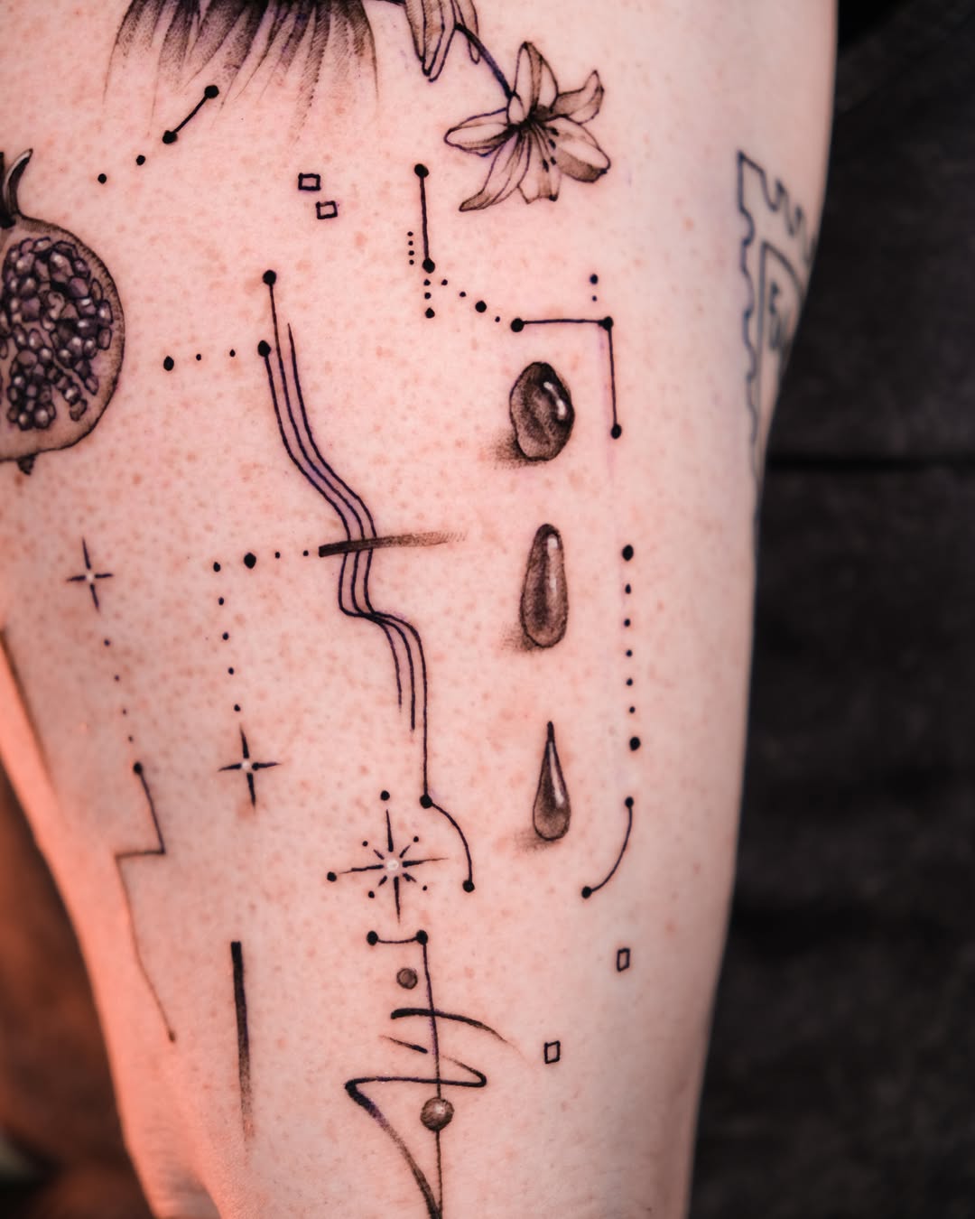 Tattoo by @aleki_blue — fine_line, dotwork