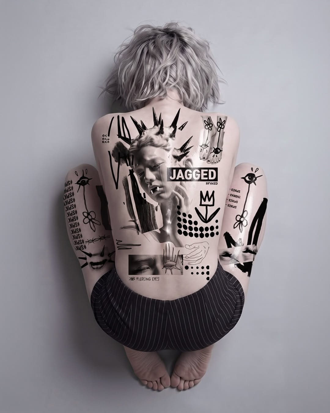 Tattoo by @comma_ttt — blackwork, trash_polka