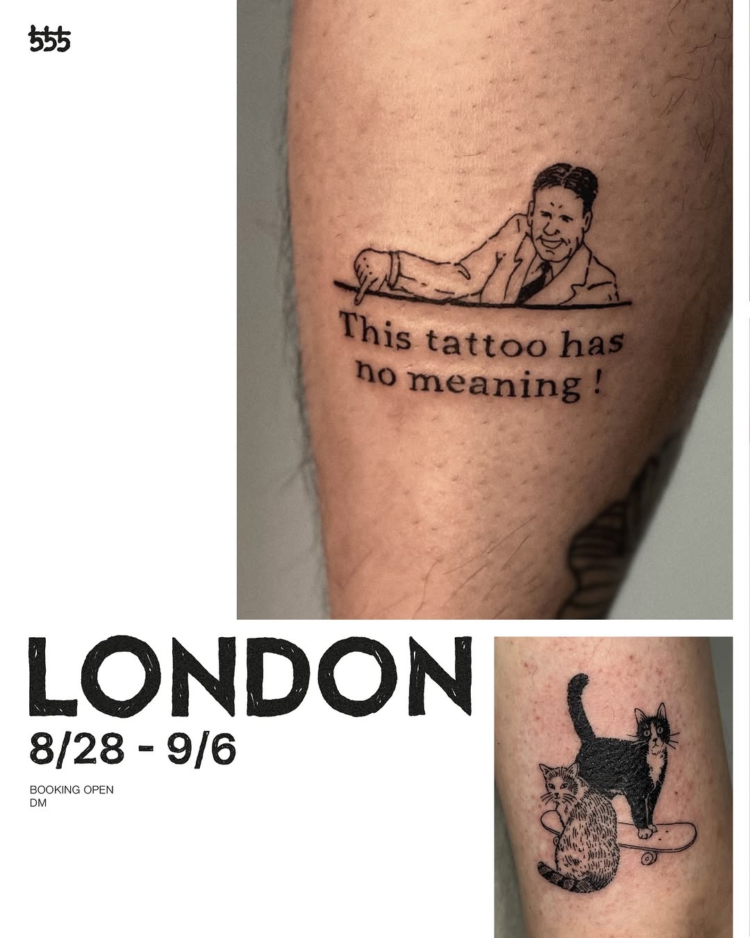 Tattoo by @555museum — lettering_script, illustrative