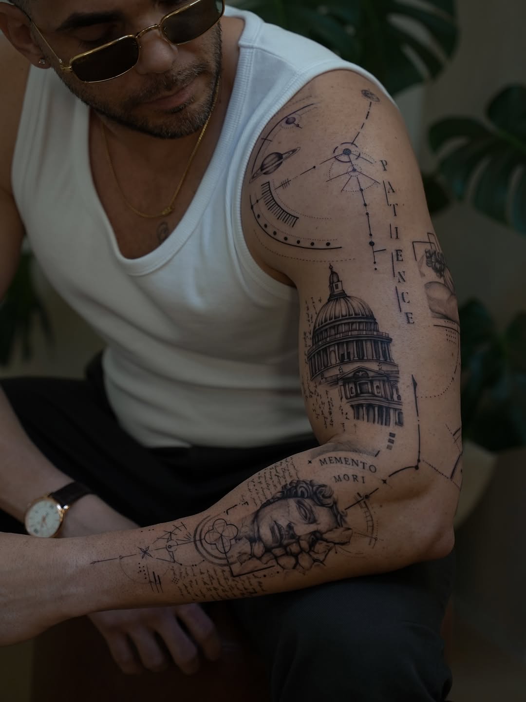 Tattoo by @chrisguerrerotattoo — geometric, black_and_grey