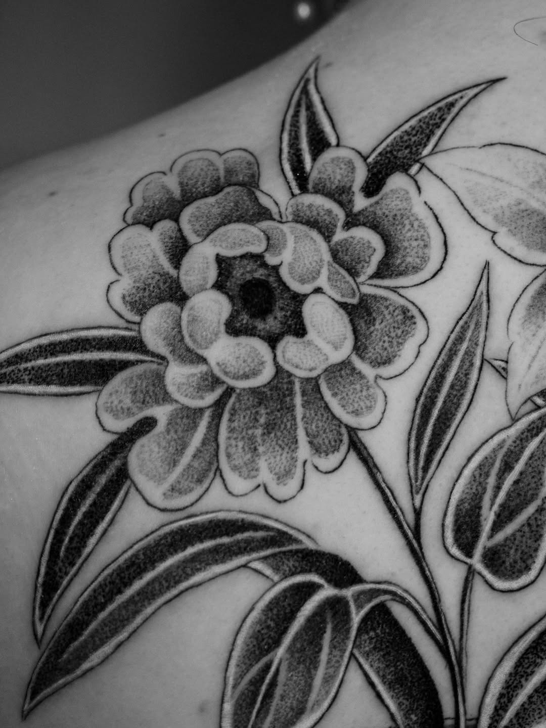 Tattoo by @bluebird.ink β black_and_grey, dotwork