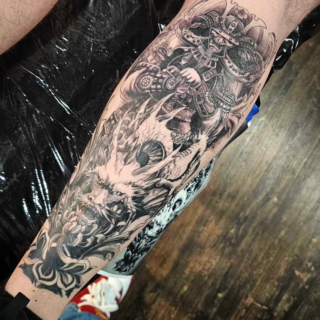 Tattoo by @remnantironandart — japanese_irezumi, black_and_grey