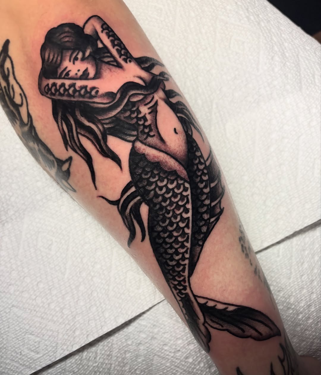 Tattoo by @twodeadfeet โ american_traditional, black_and_grey