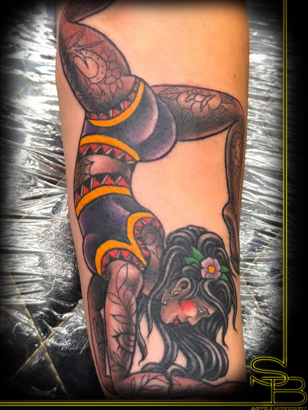 Tattoo by @strangebreu — neo_traditional, black_and_grey