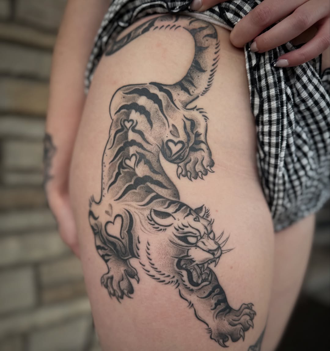 Tattoo by @ambergram_chicago — neo_traditional, black_and_grey