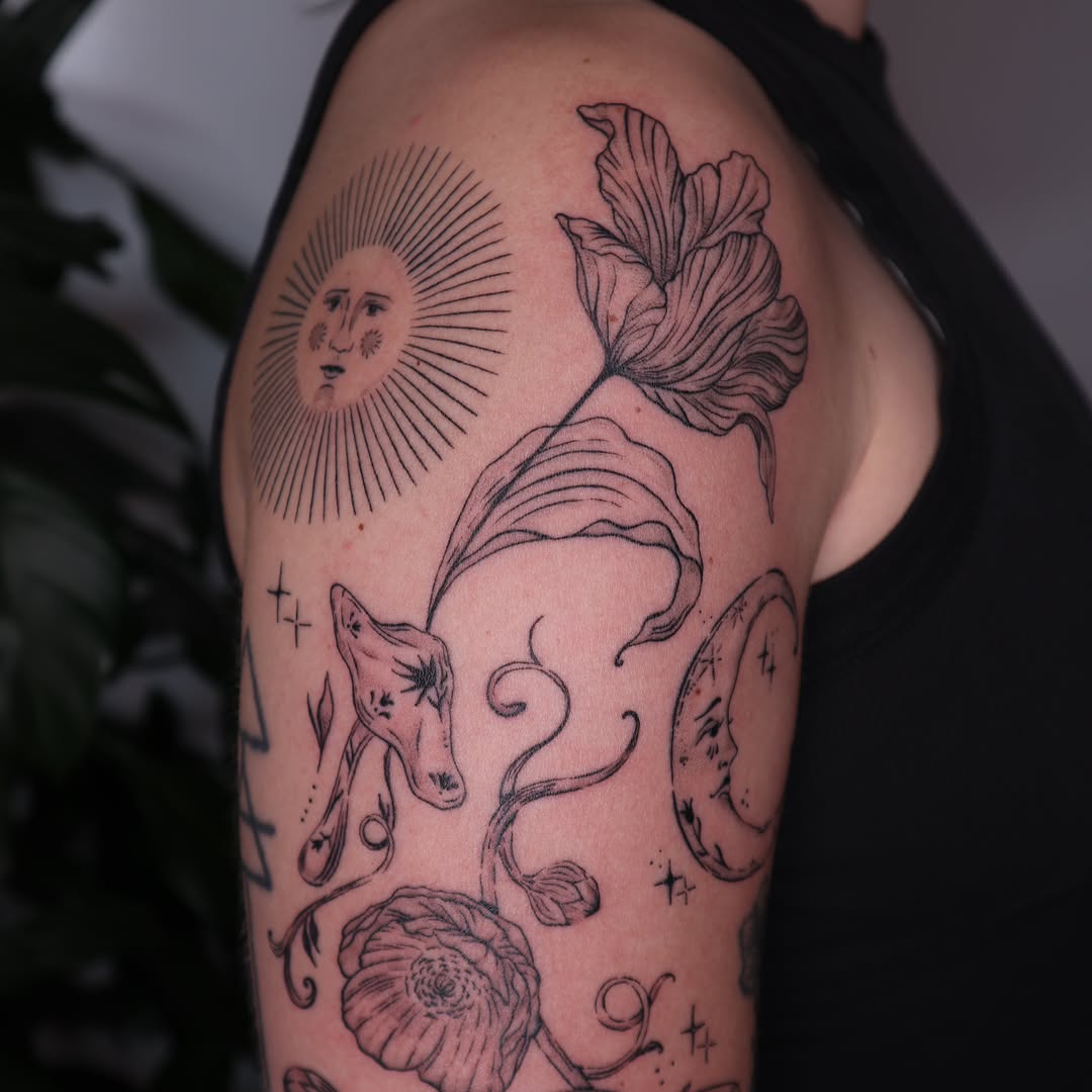 Tattoo by @hbarbarella.art — fine_line, illustrative