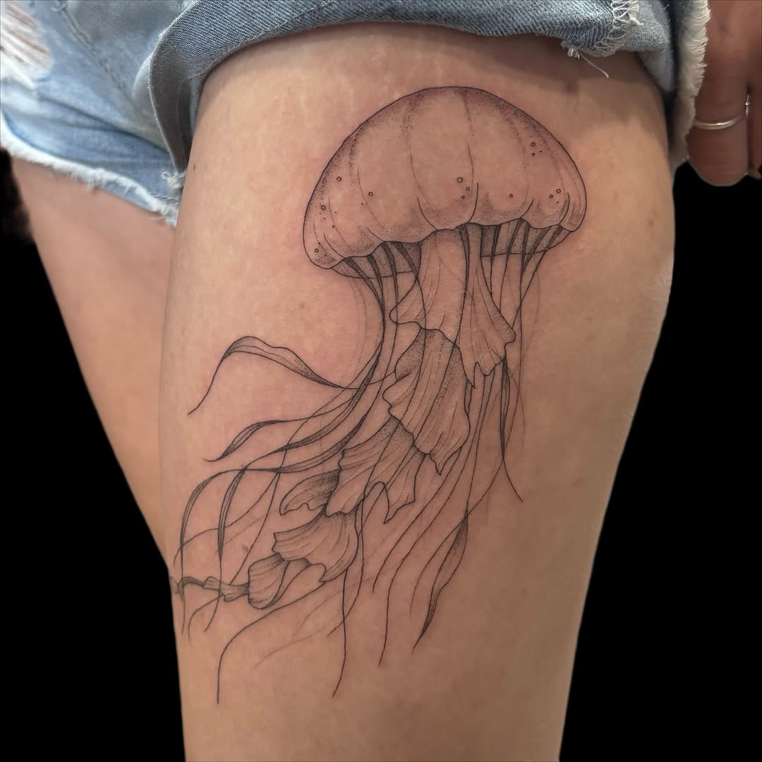 Tattoo by @uglyrileytattoo โ fine_line, black_and_grey
