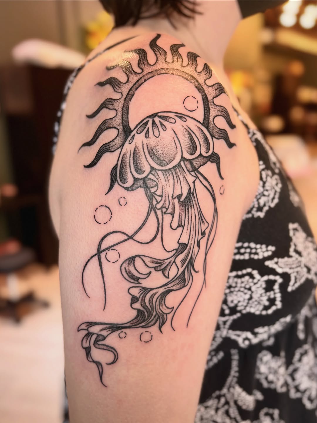 Tattoo by @daisy_chaiin — dotwork, black_and_grey