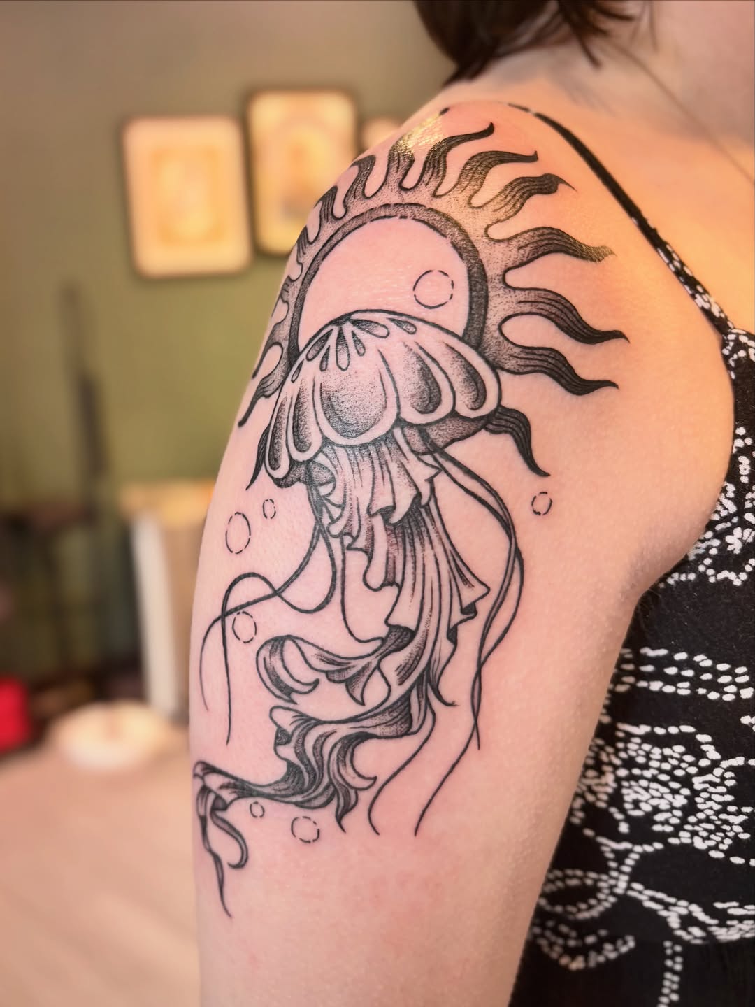 Tattoo by @daisy_chaiin — black_and_grey, dotwork