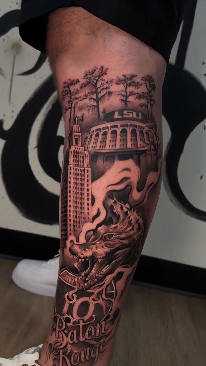 Tattoo by @the_flame_spitta — realism, black_and_grey