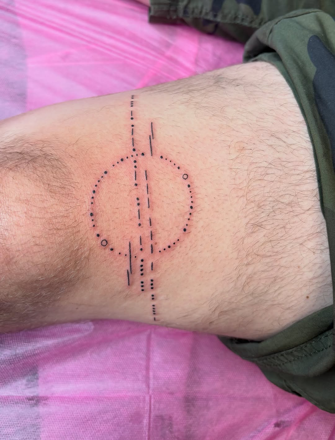 Tattoo by @vivala_goldfish — geometric, dotwork