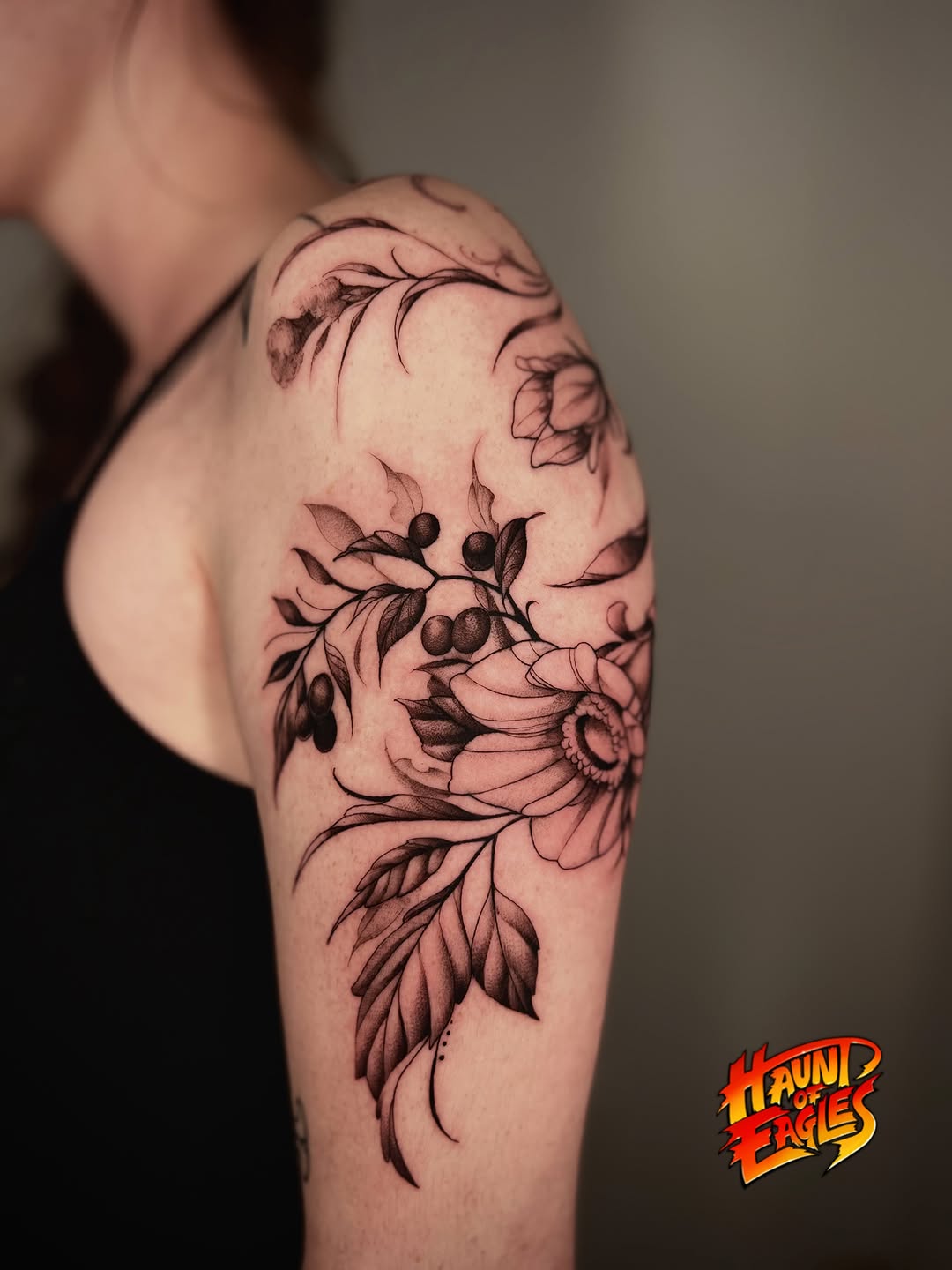 Tattoo by @haunt.of.eagles — black_and_grey, fine_line
