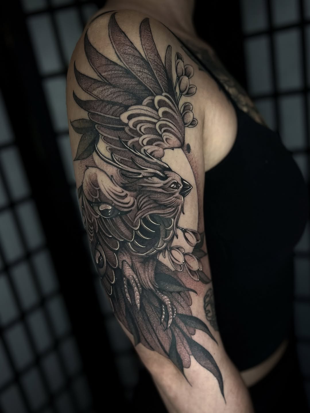 Tattoo by @kayseeshuster — black_and_grey, realism