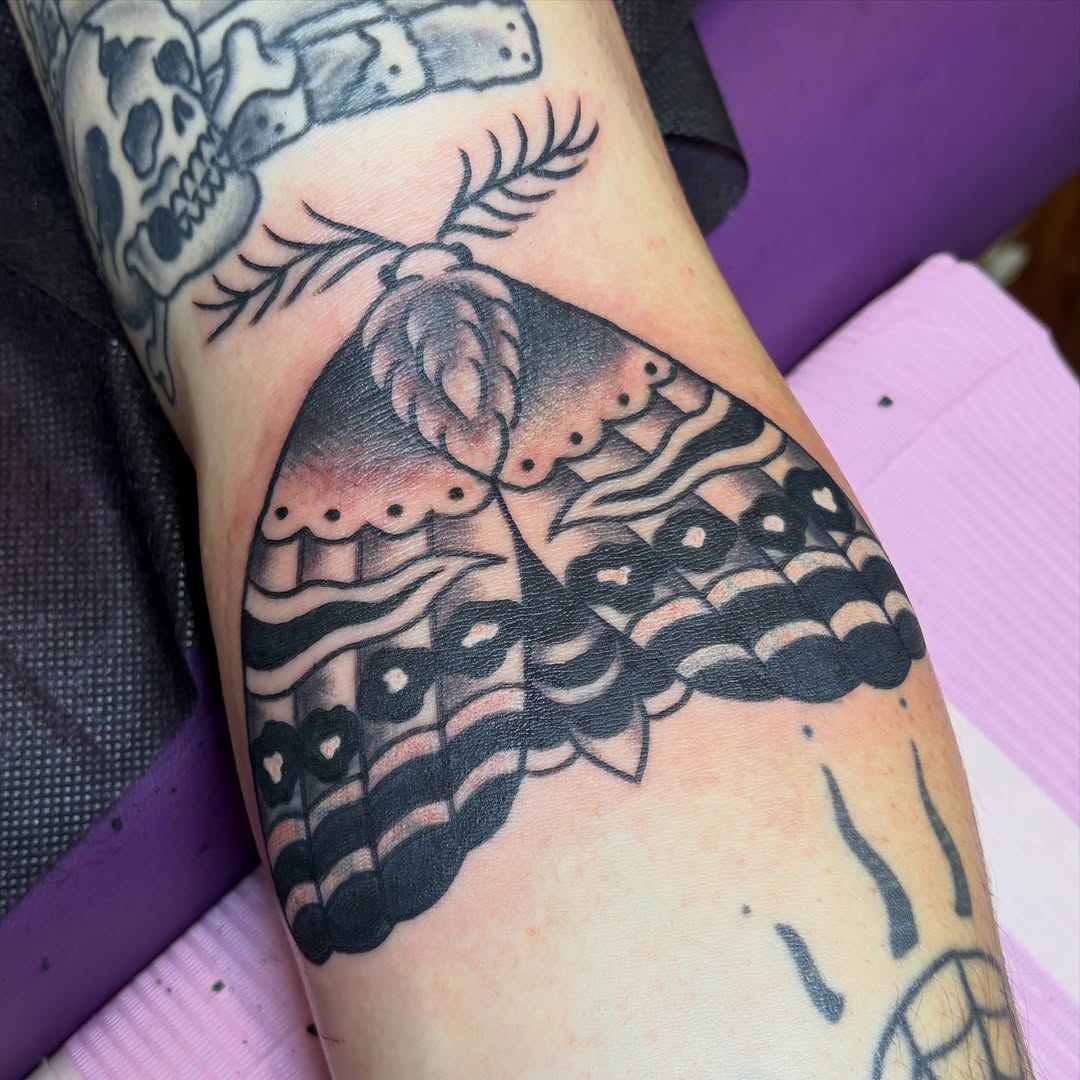 Tattoo by @caitberries — american_traditional, black_and_grey