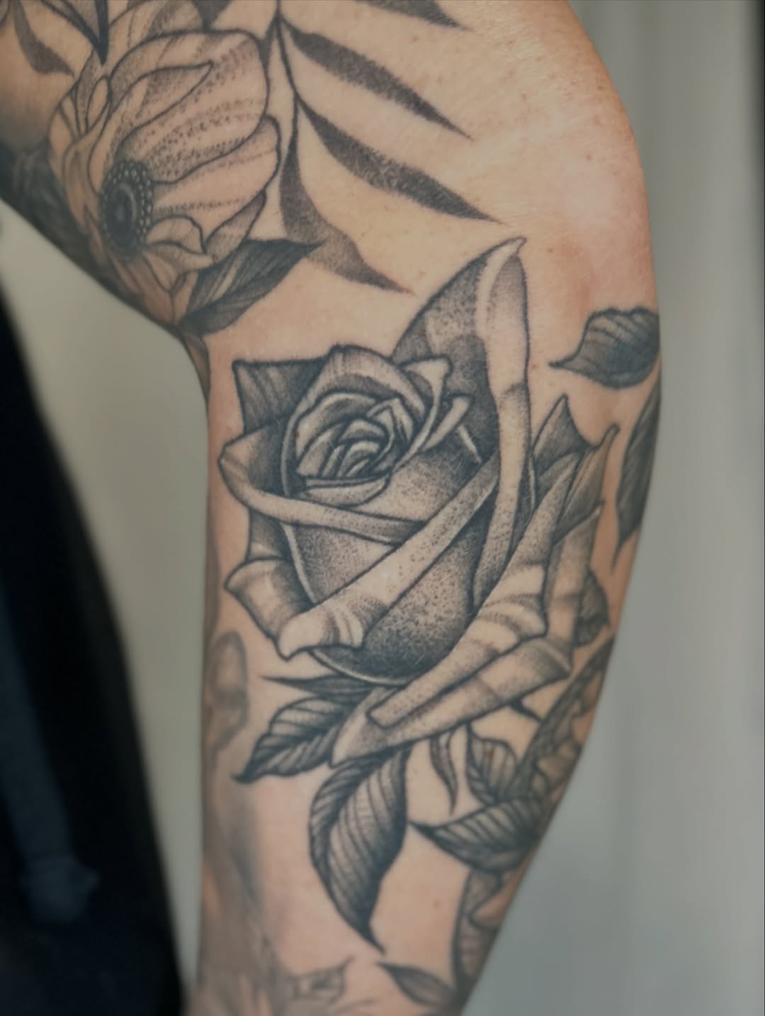 Tattoo by @grimmyweep — dotwork, black_and_grey