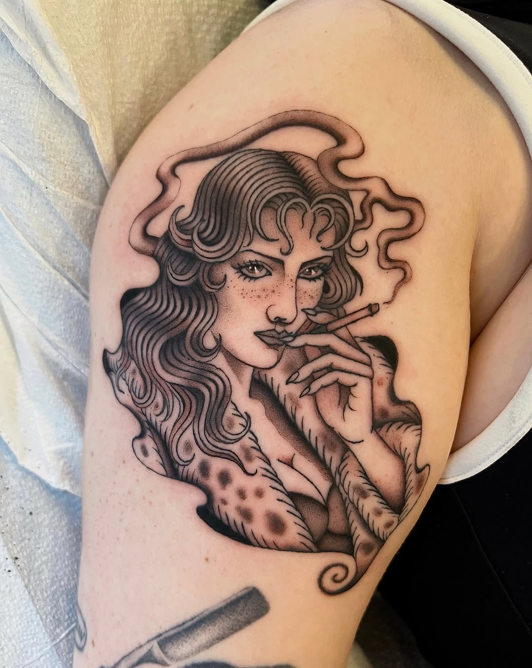 Tattoo by @mickeyycarlisle — chicano, black_and_grey
