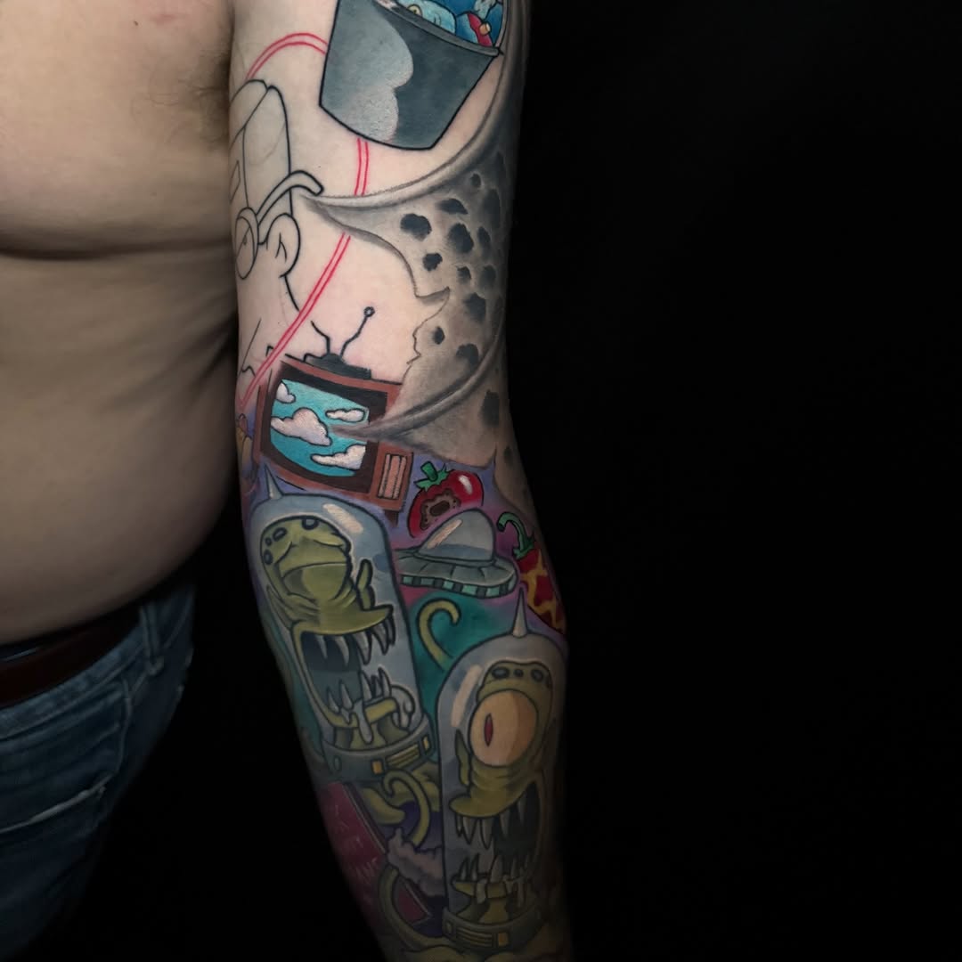 Tattoo by @taylormillstattoos — new_school, anime