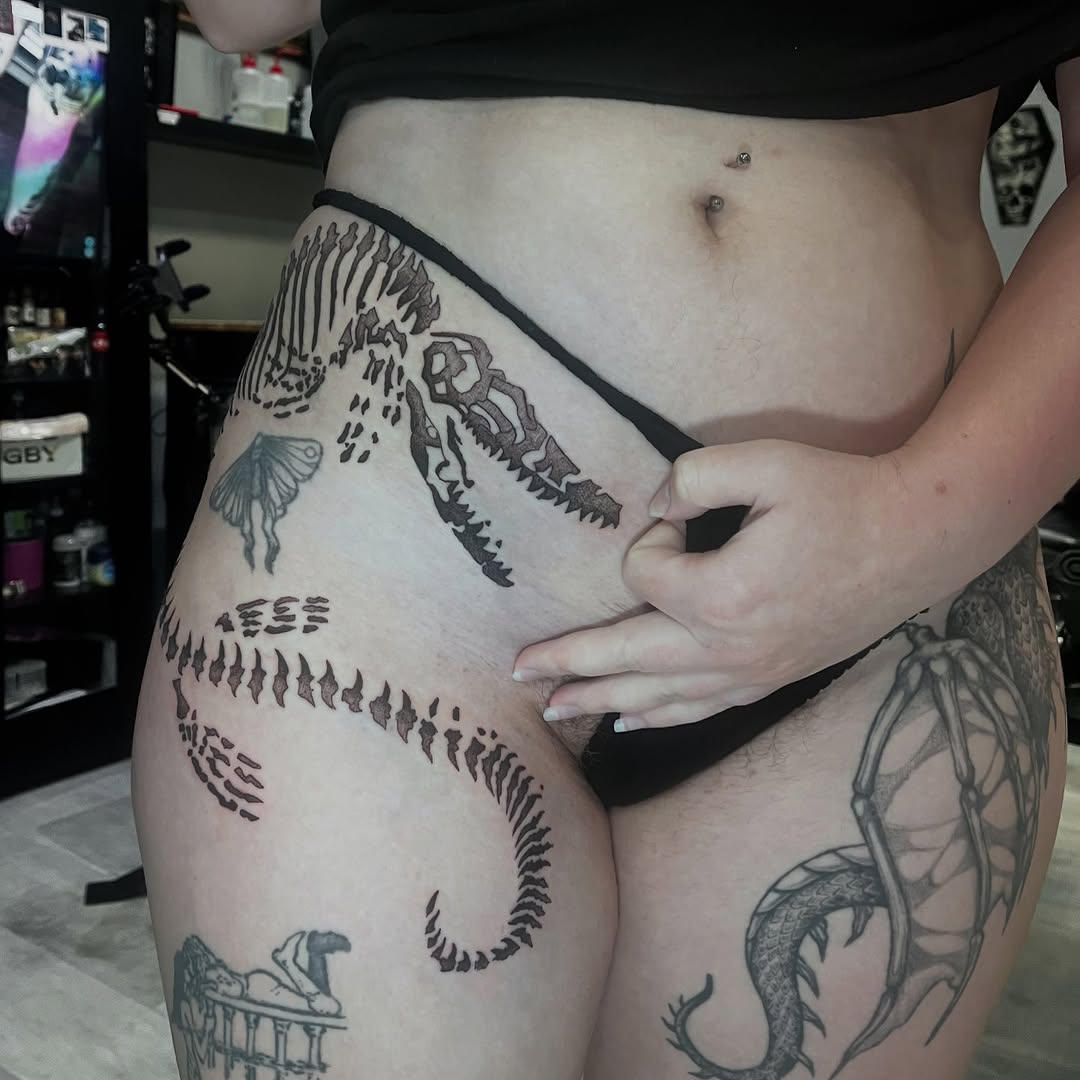Tattoo by @inkprinc3ss — blackwork, illustrative
