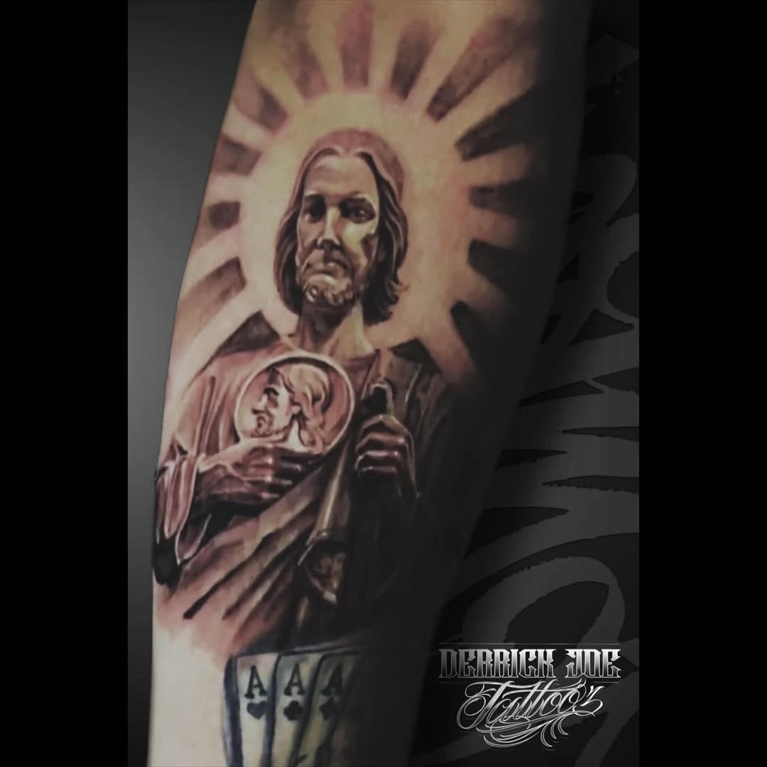 Tattoo by @derrickjoetattooz โ realism, black_and_grey