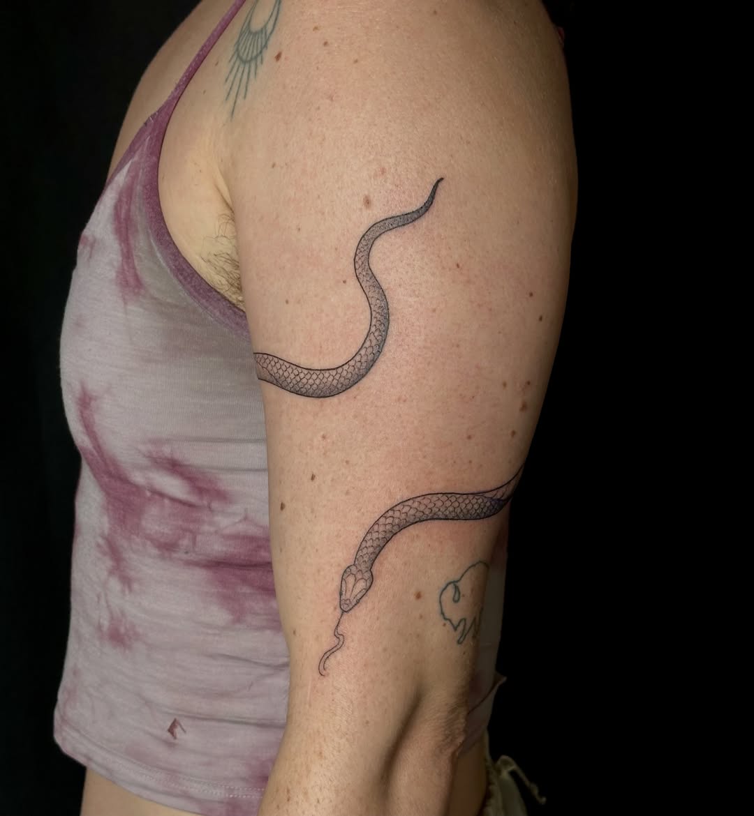 Tattoo by @treehuggertattoos โ fine_line, black_and_grey