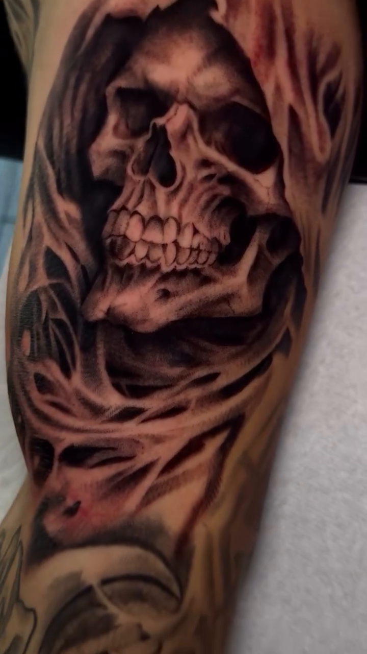 Tattoo by @dannysan14 — dark_realism, black_and_grey