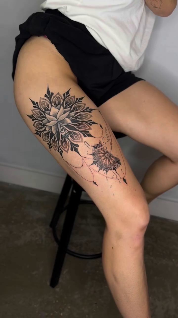 Tattoo by @julia.bo.tattoo — geometric, dotwork