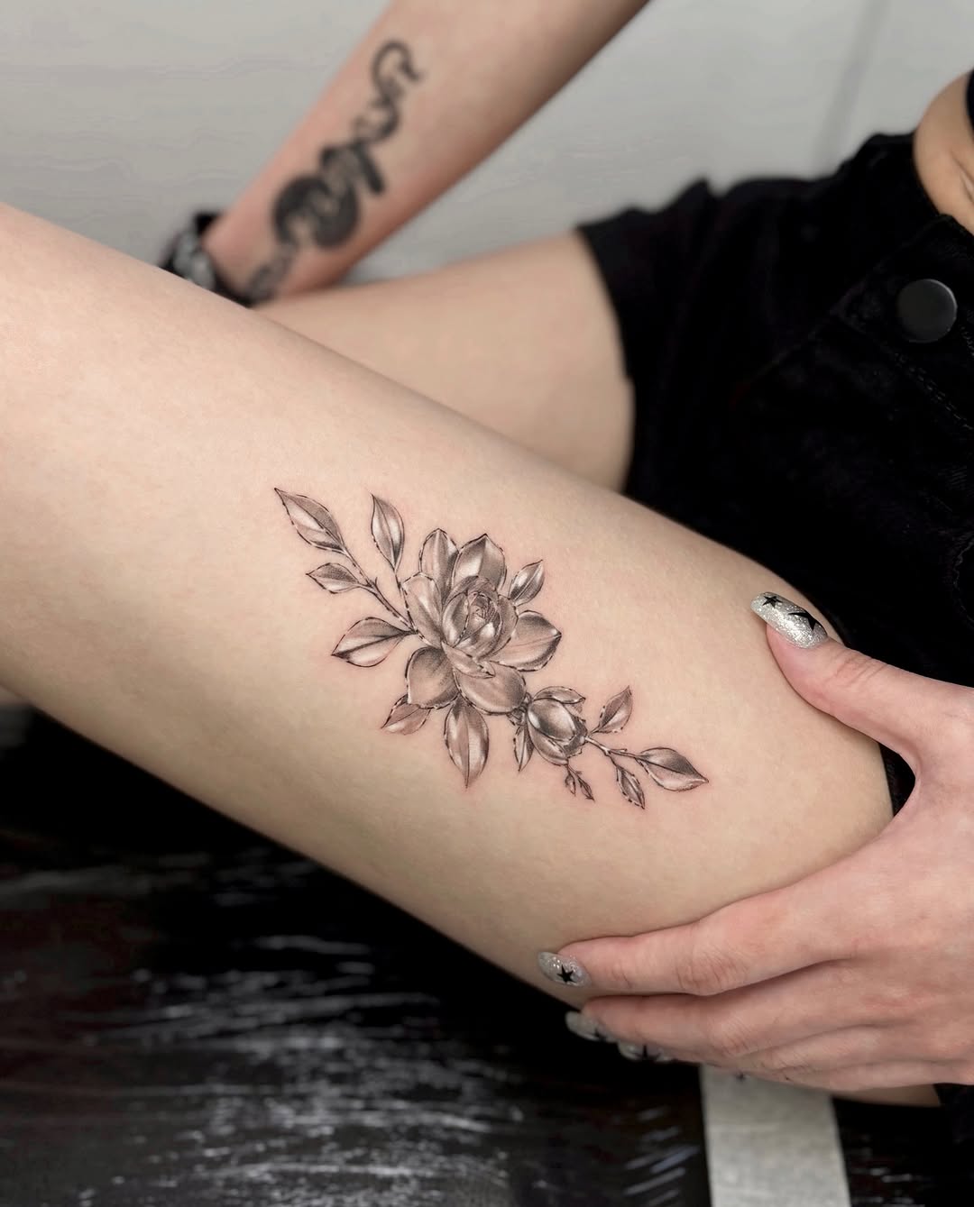 Tattoo by @nyangwol_tattoo — fine_line, black_and_grey
