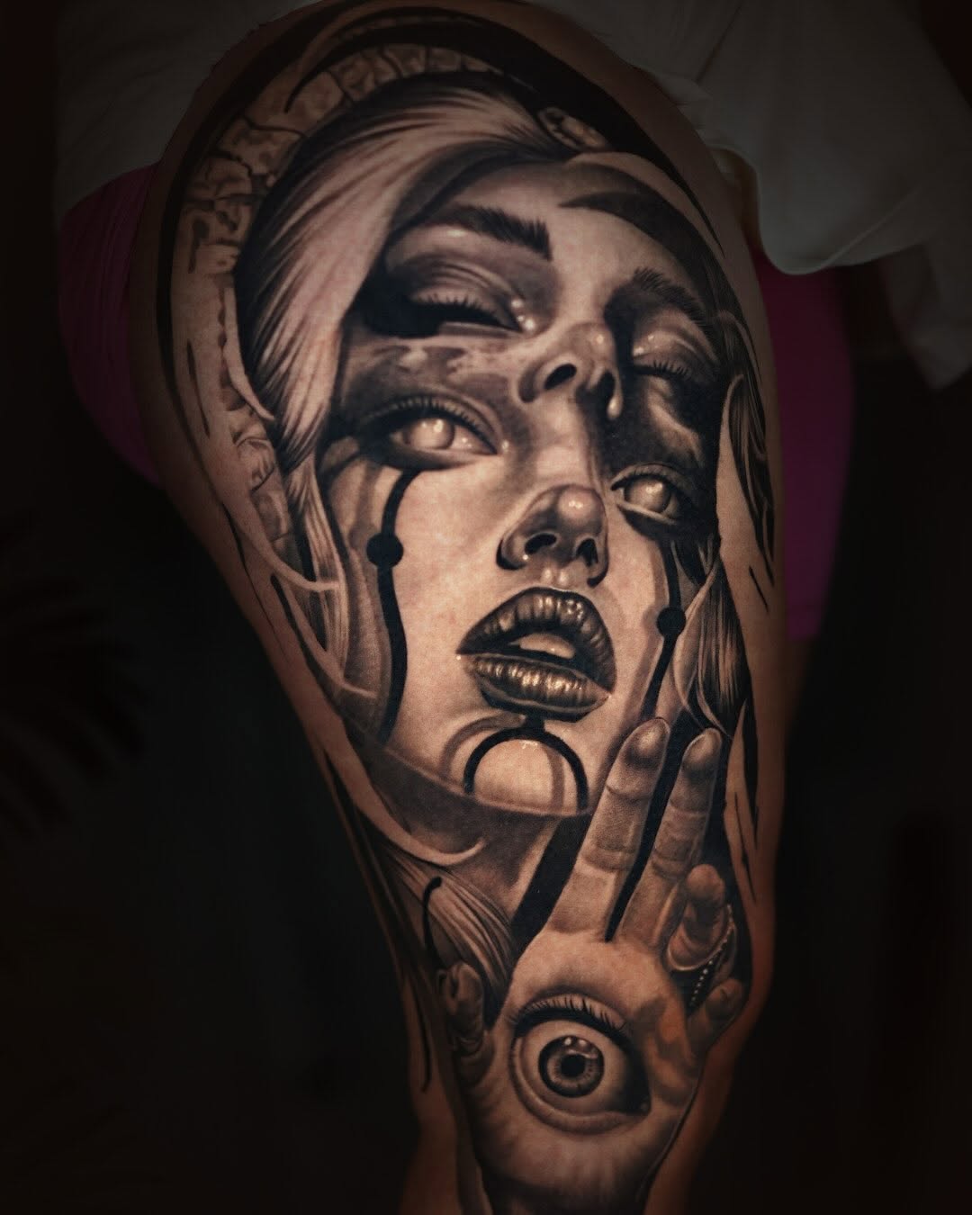 Tattoo by @flamure_tattoo — realism, black_and_grey