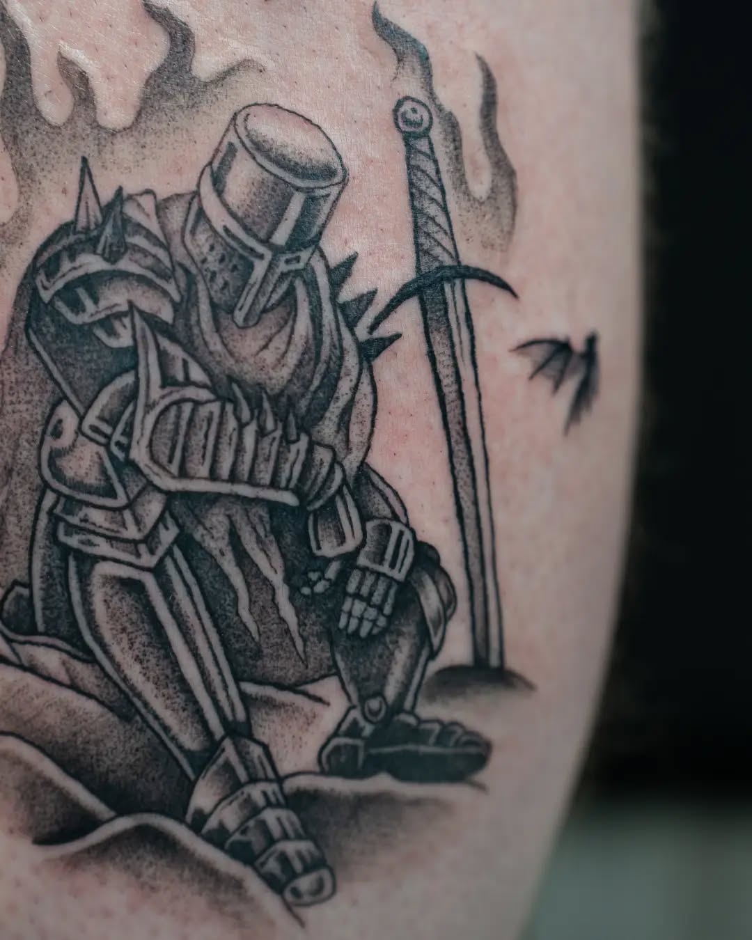 Tattoo by @blacksol.tattoo — black_and_grey, dotwork