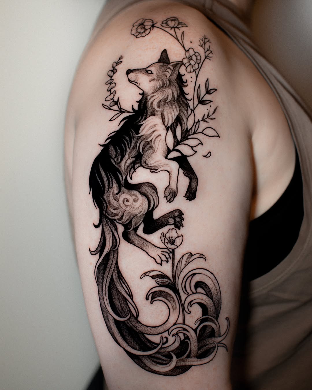 Tattoo by @monique.munoz.art — illustrative, dotwork