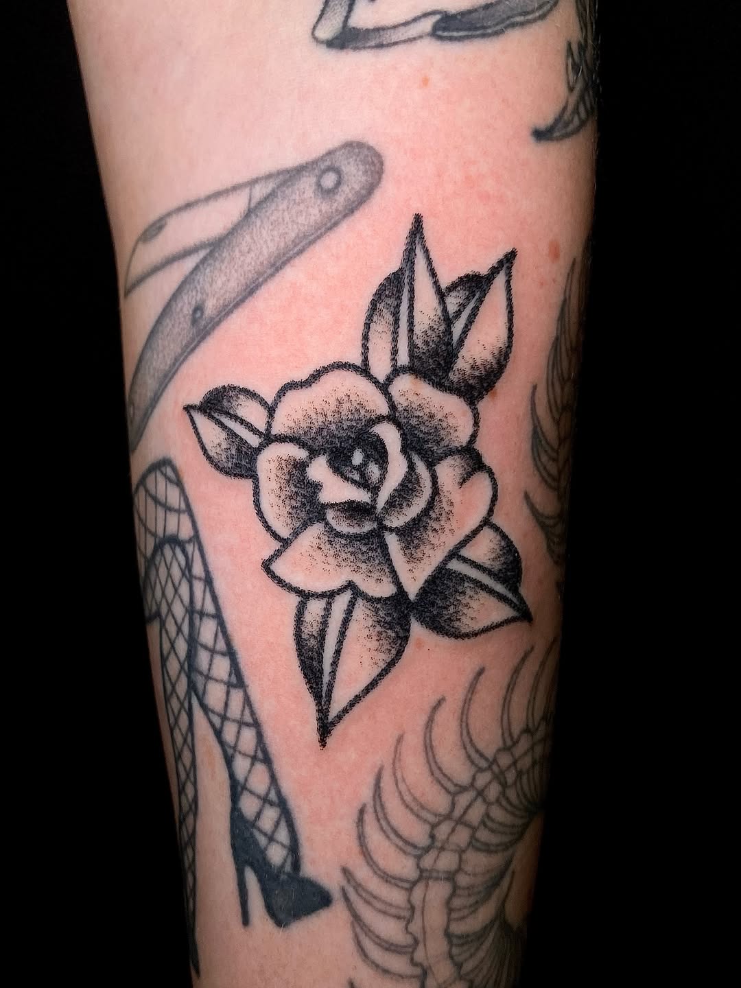 Tattoo by @cluelesstattoos — american_traditional, dotwork