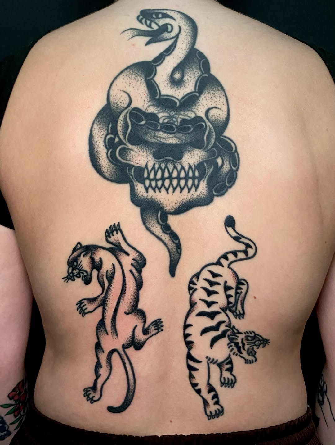 Tattoo by @cluelesstattoos — american_traditional, dotwork