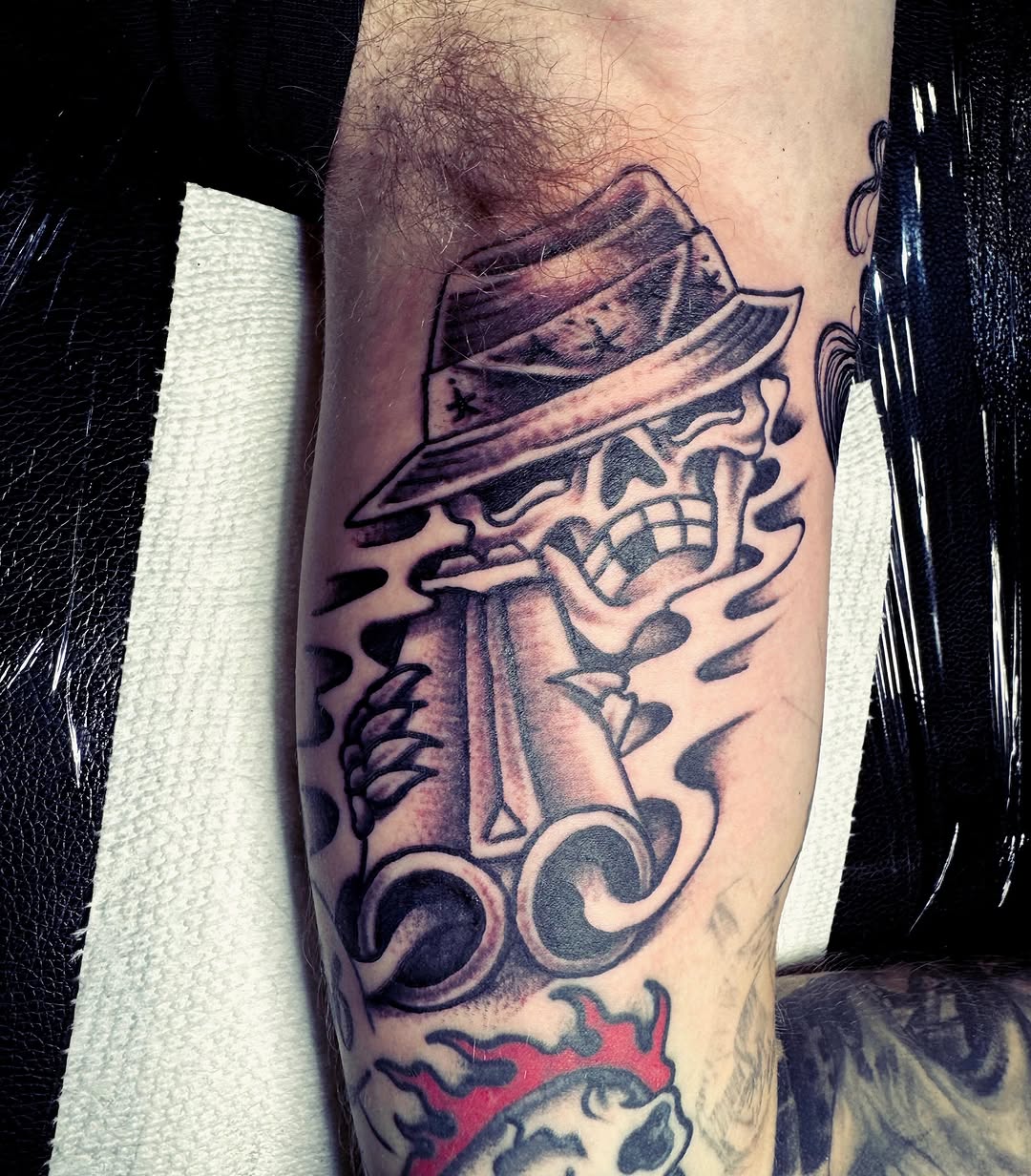 Tattoo by @chrisspriggs — black_and_grey, chicano