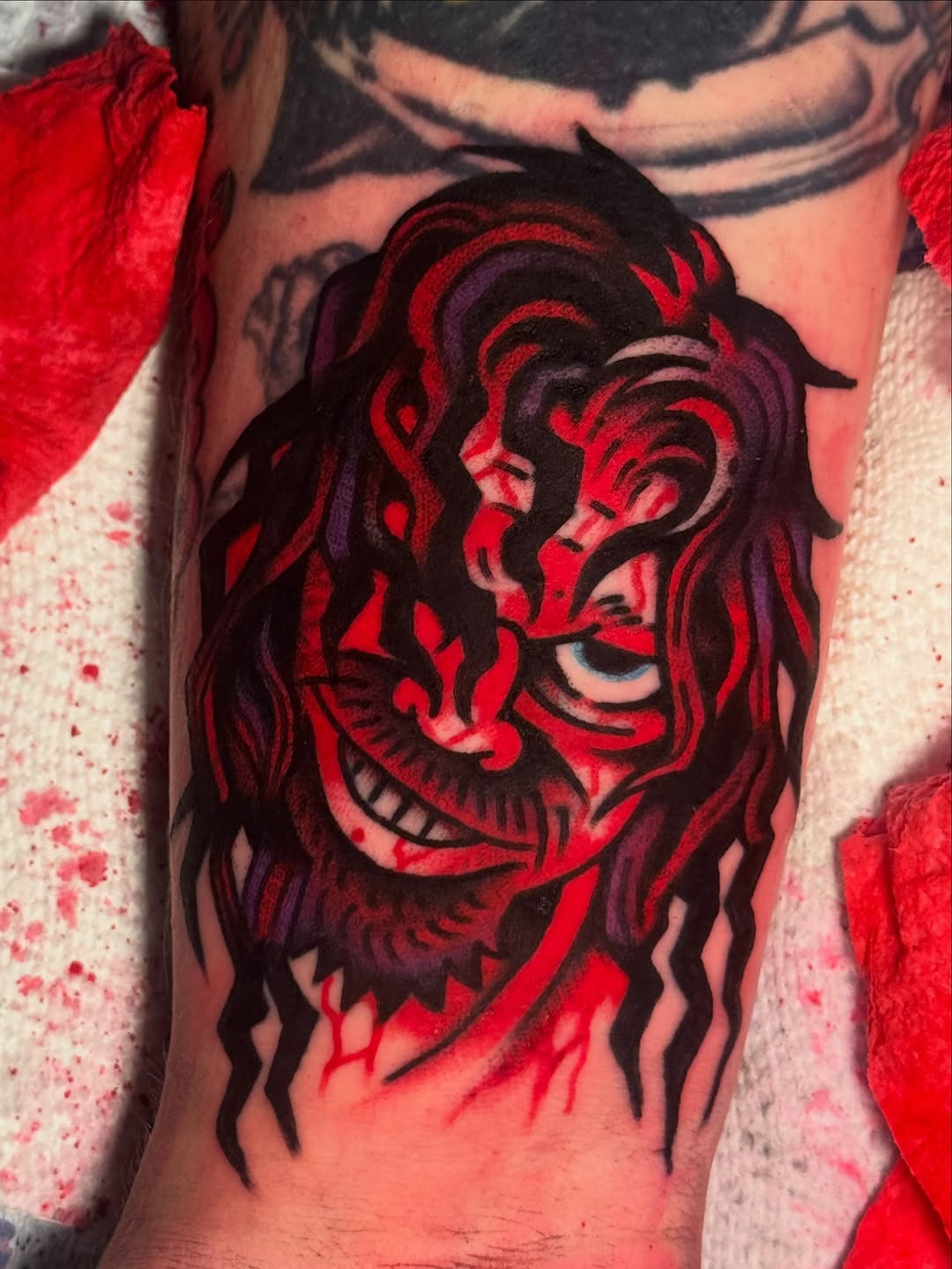 Tattoo by @jen.tattoos — new_school, trash_polka