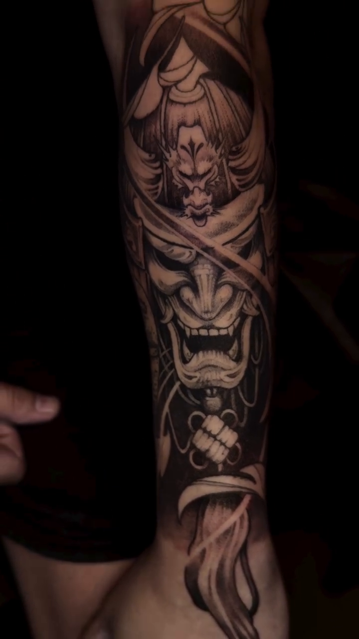 Tattoo by @nox.ternal β japanese_irezumi, black_and_grey