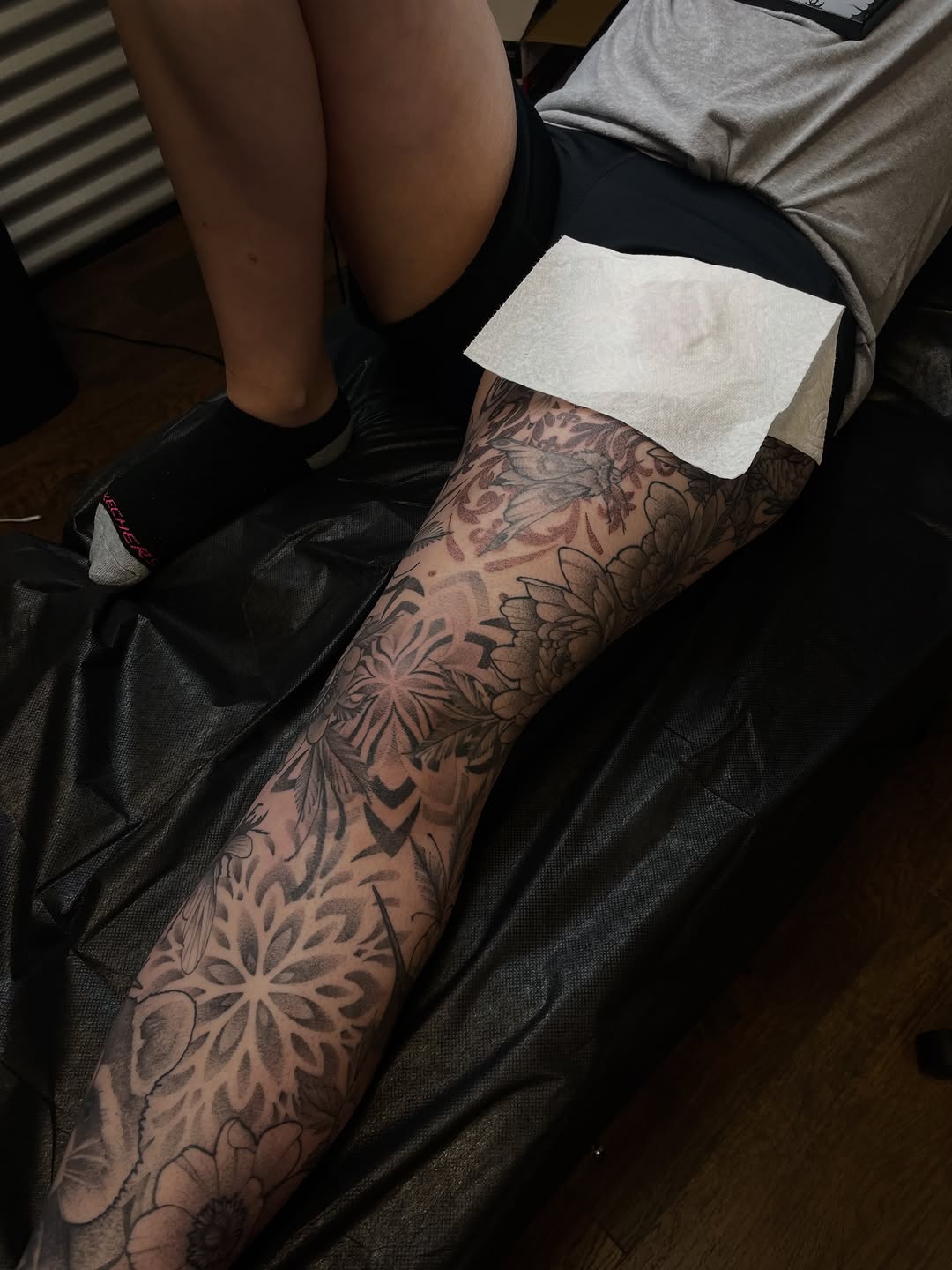 Tattoo by @_sinnertattoos โ black_and_grey, ornamental